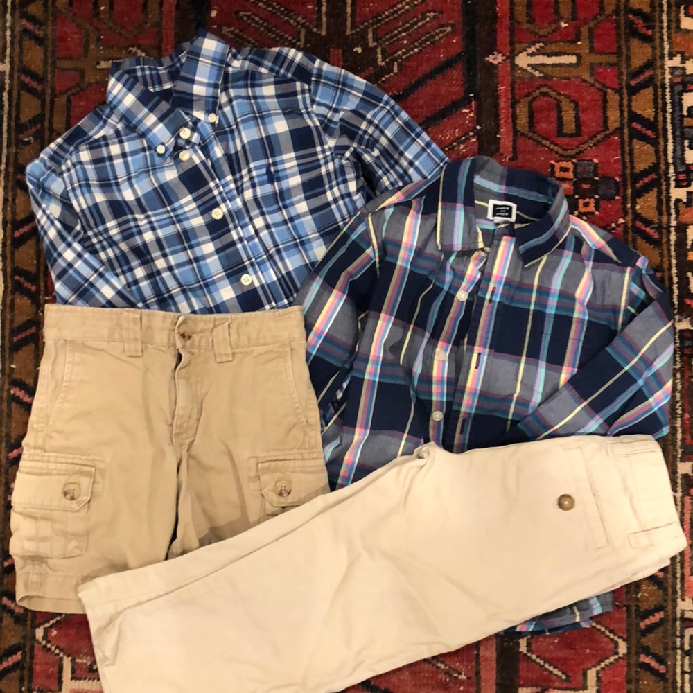 Bundle of Size 4 Janie and Jack and Polo dress shirts with khaki bottoms